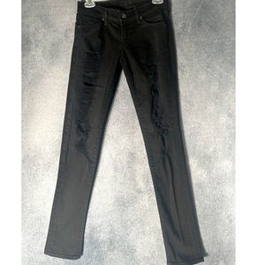 Citizens 4 Humanity woman's distressed black jeans skinny low waste 27